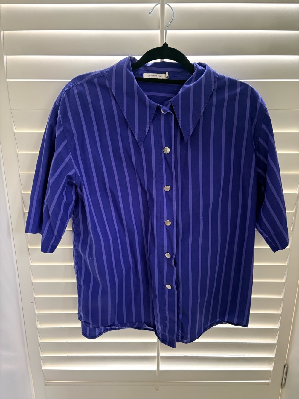 Men's (Unisex) Tiger of Sweden Purple Stripe Button-Up Shirt